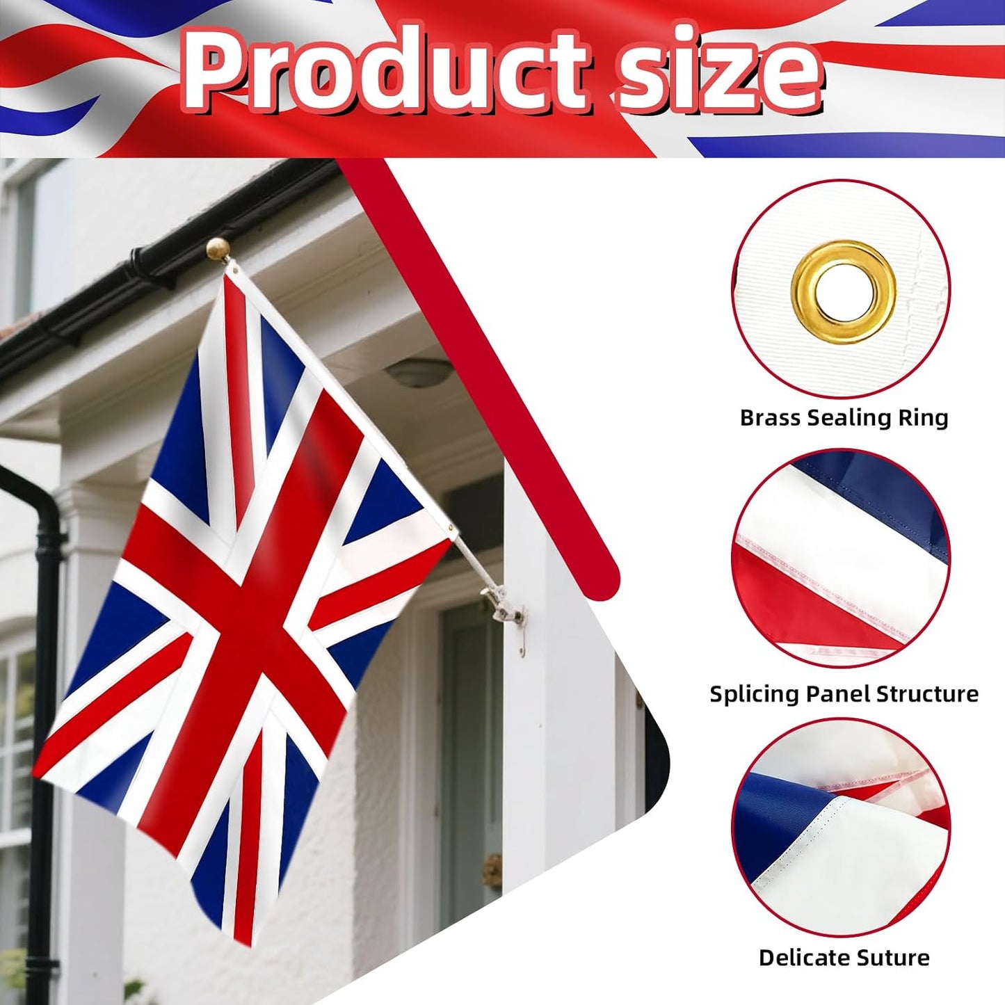 Bandera Union Jack 3x5ft tela Oxford 210D resistente