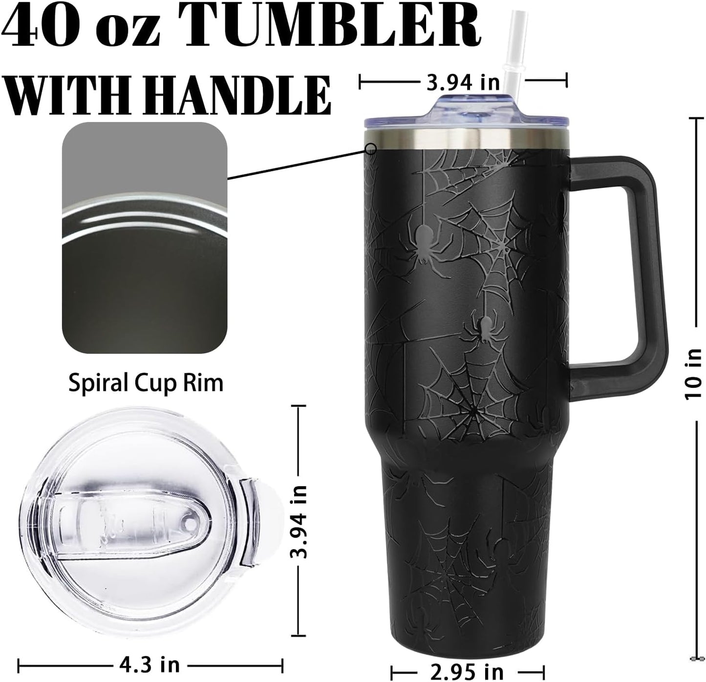 Vaso Halloween 40oz acero inox con asa tapa popote