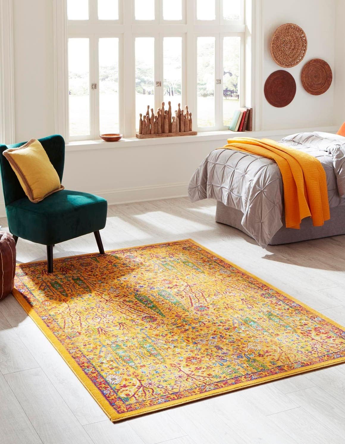 Alfombra rectangular 2x3ft color amarillo y azul