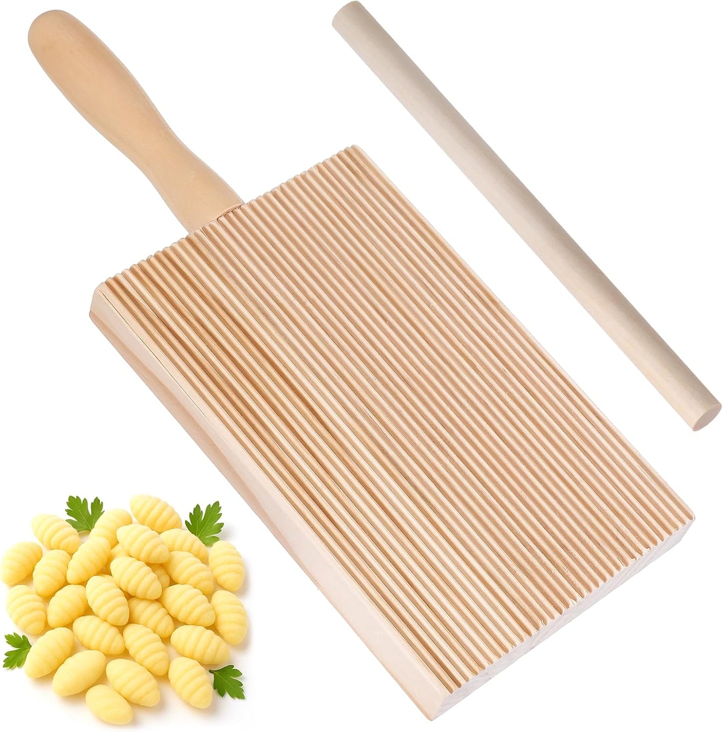 Tabla Ñoquis Madera Rodillo Pasta Herramientas Corte Cocina