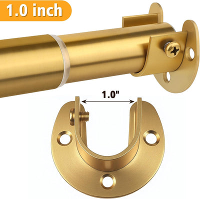 2 Soportes Acero Inox Resistentes Barra Armario 1.0" Dorado