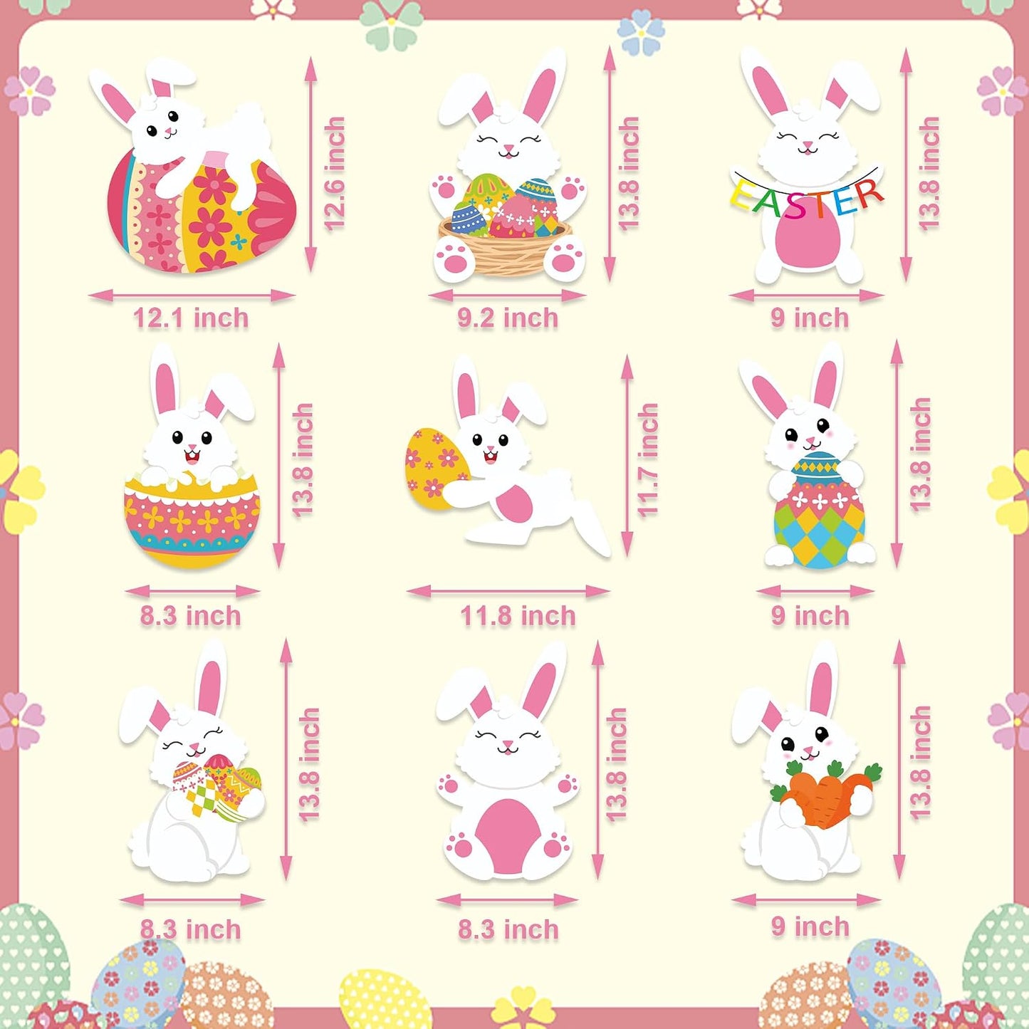 9 Letreros Pascua patio con estacas huevo