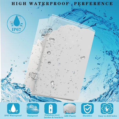 Caja eléctrica IP67 ABS con tapa bisagra gris placa montaje