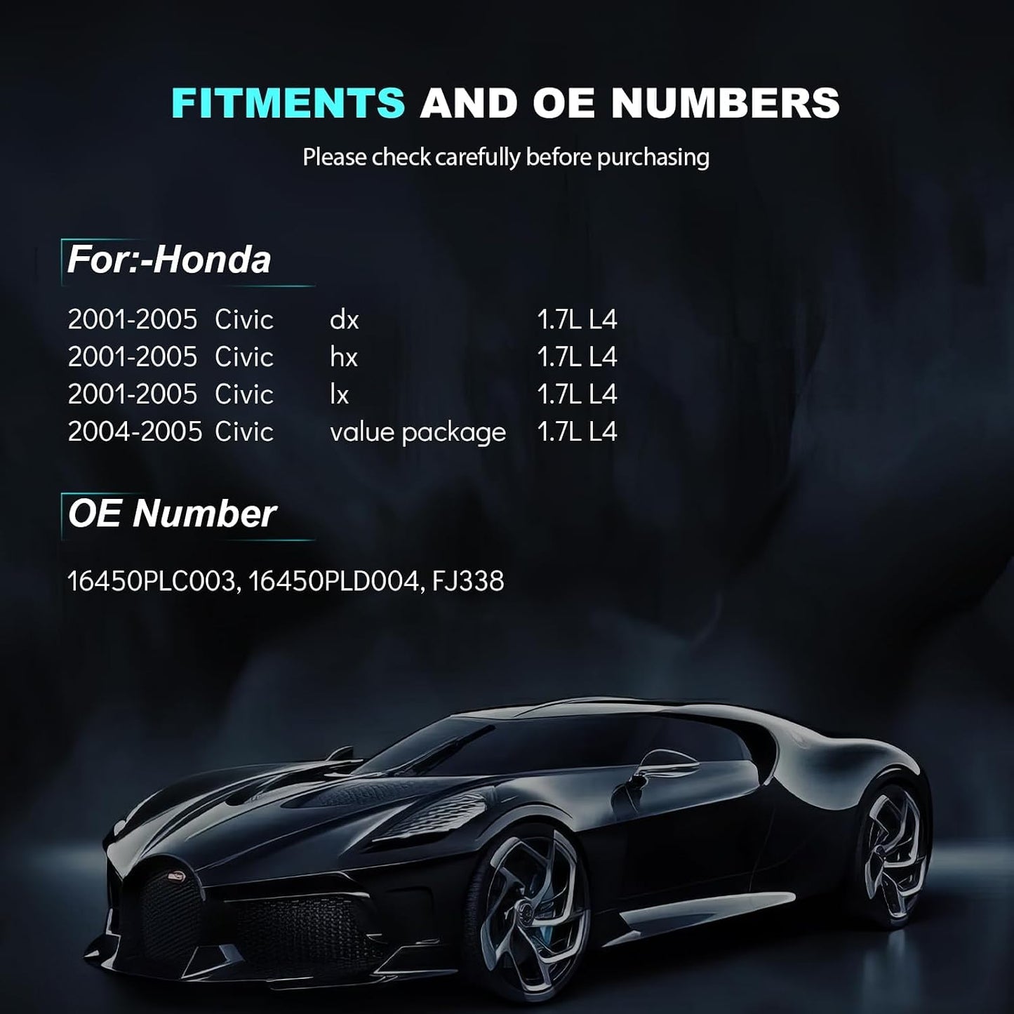 Inyectores combustible L4 1.7L para Honda Civic pack