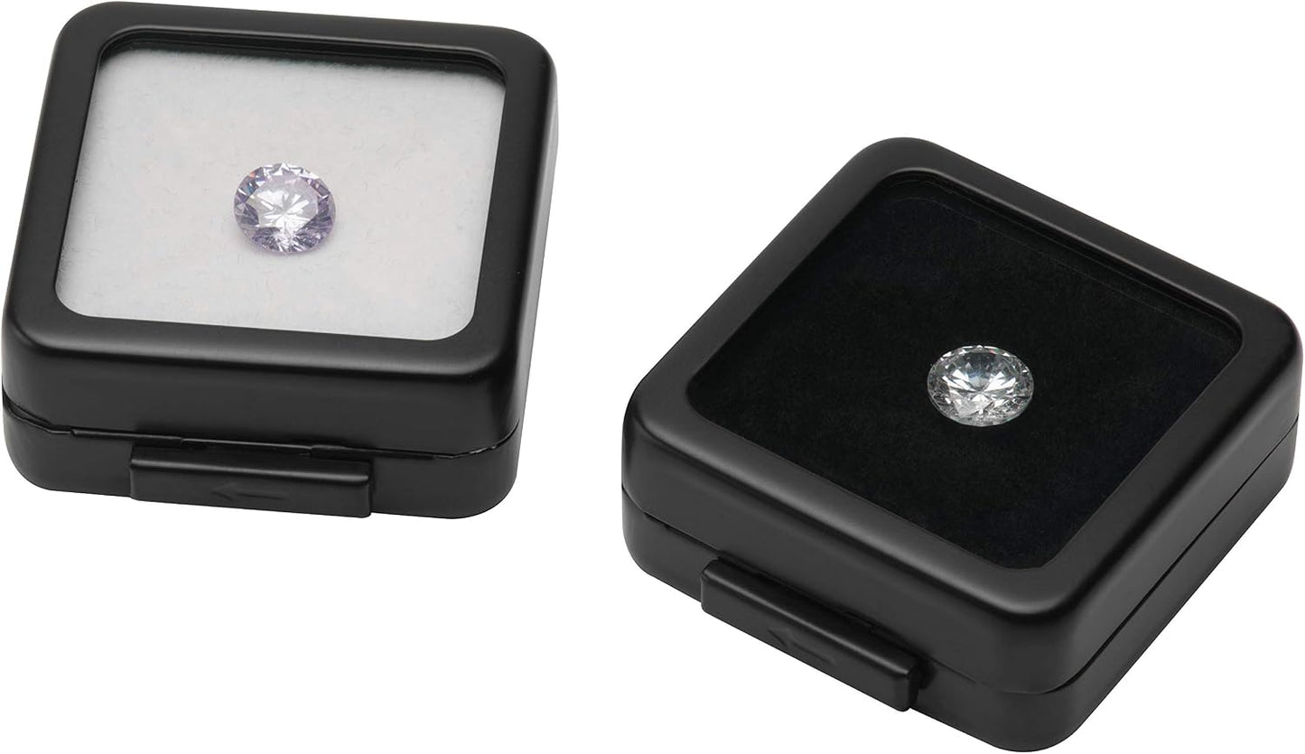 Caja exhibición diamantes piedras preciosas cristal metal