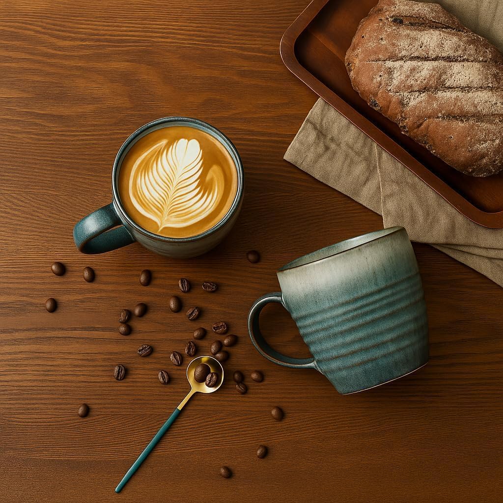 Set 4 Tazas Cerámica Esmaltada 14oz para Café Té Latte