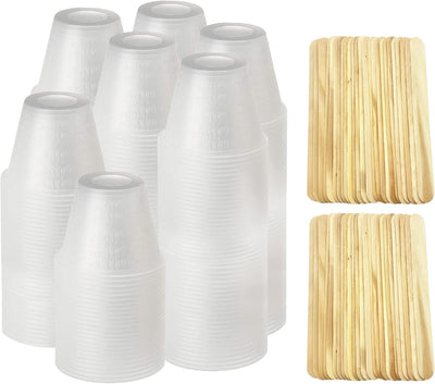 Set tazas mezcladoras 1oz varillas madera abedul reutilizables
