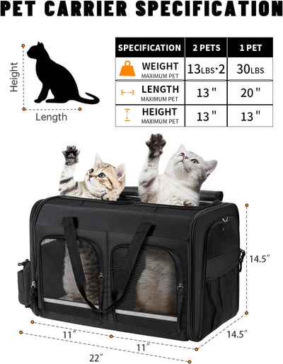 Transportador doble plegable para mascotas 2 compartimentos