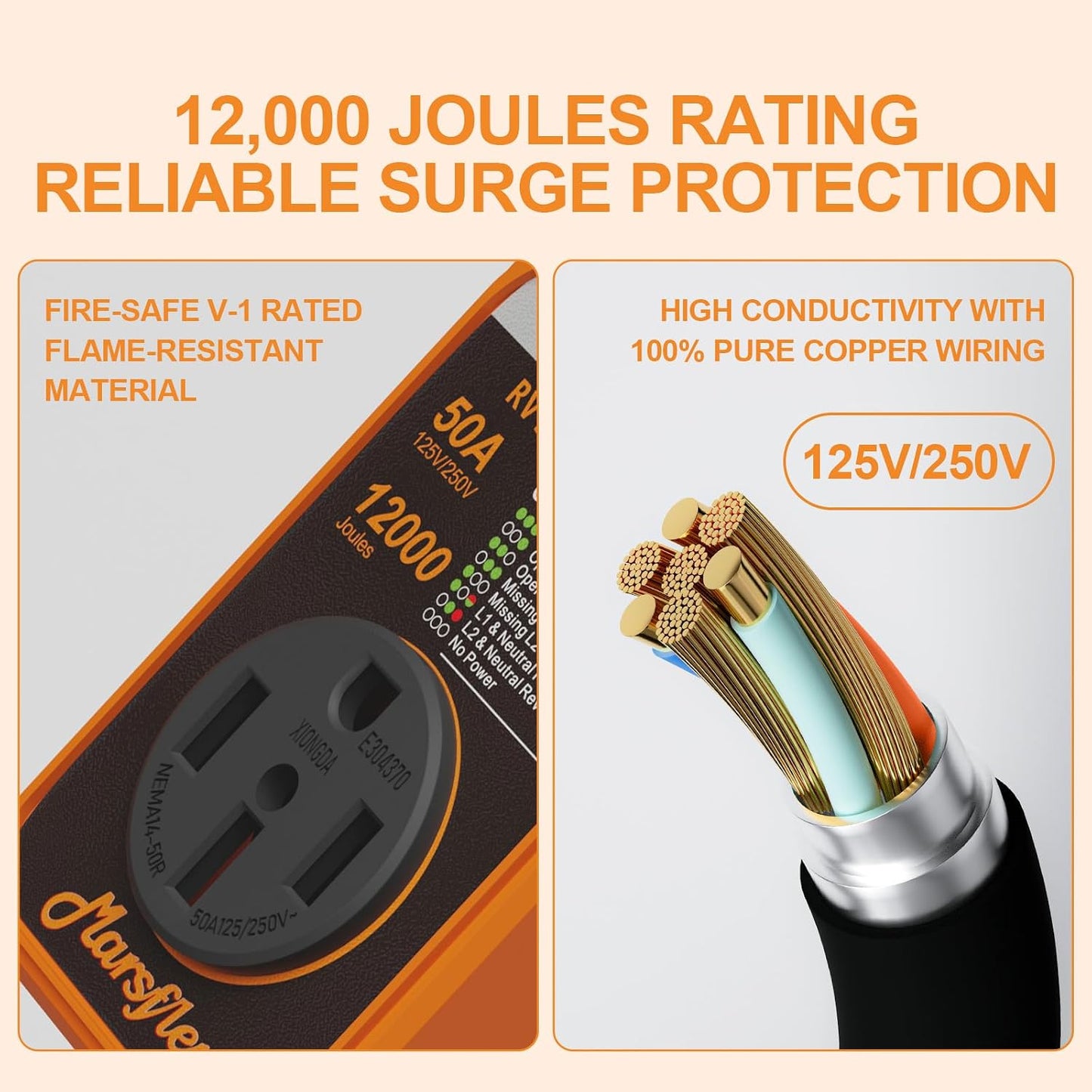 Protector sobretensiones autocaravana 50A impermeable LED