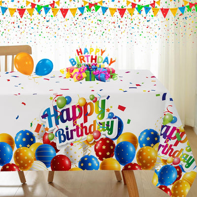 Mantel rectangular cumpleaños 60x102pulg colorido