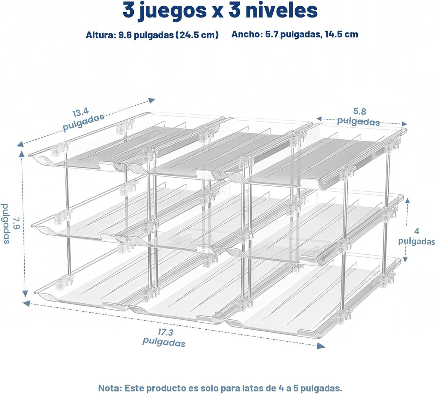 Organiz. latas despensa 3 set 36 latas estandar