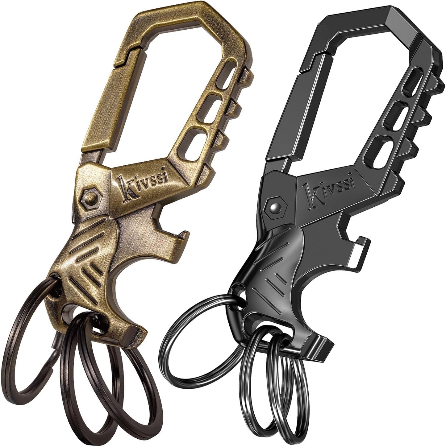 Llaveros metal resistentes con clip y abridor 3 pzas