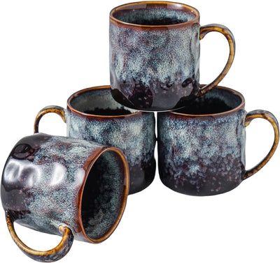 Set 4 Tazas Cerámica 12oz con Asa para Café y Té