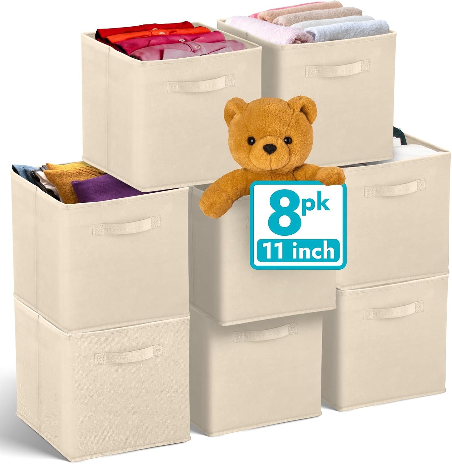 8 Organiz. Tela Beige 11x11" Plegables
