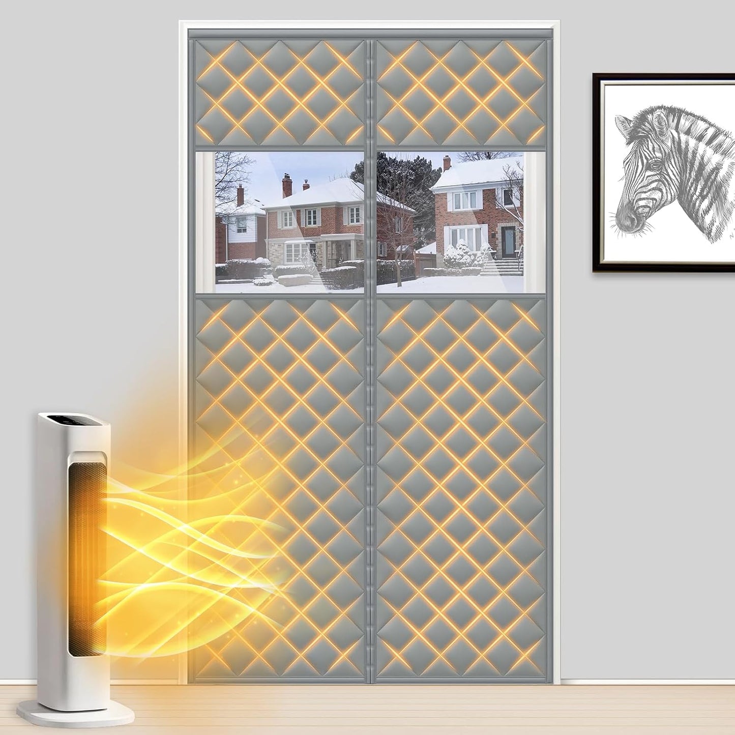Cortina magnética puerta 36x96pulg aislamiento térmico gris