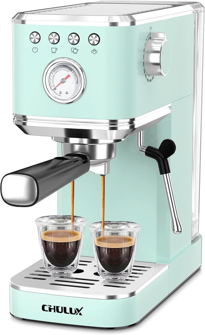 Máquina café expreso delgado espumador leche 20 bares acero inox