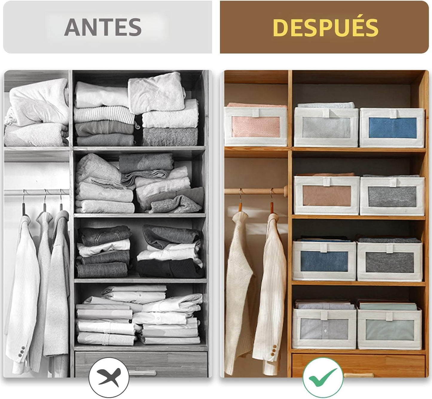 6 Pzas Cestas Almacenamiento Armario Ropa Blanca