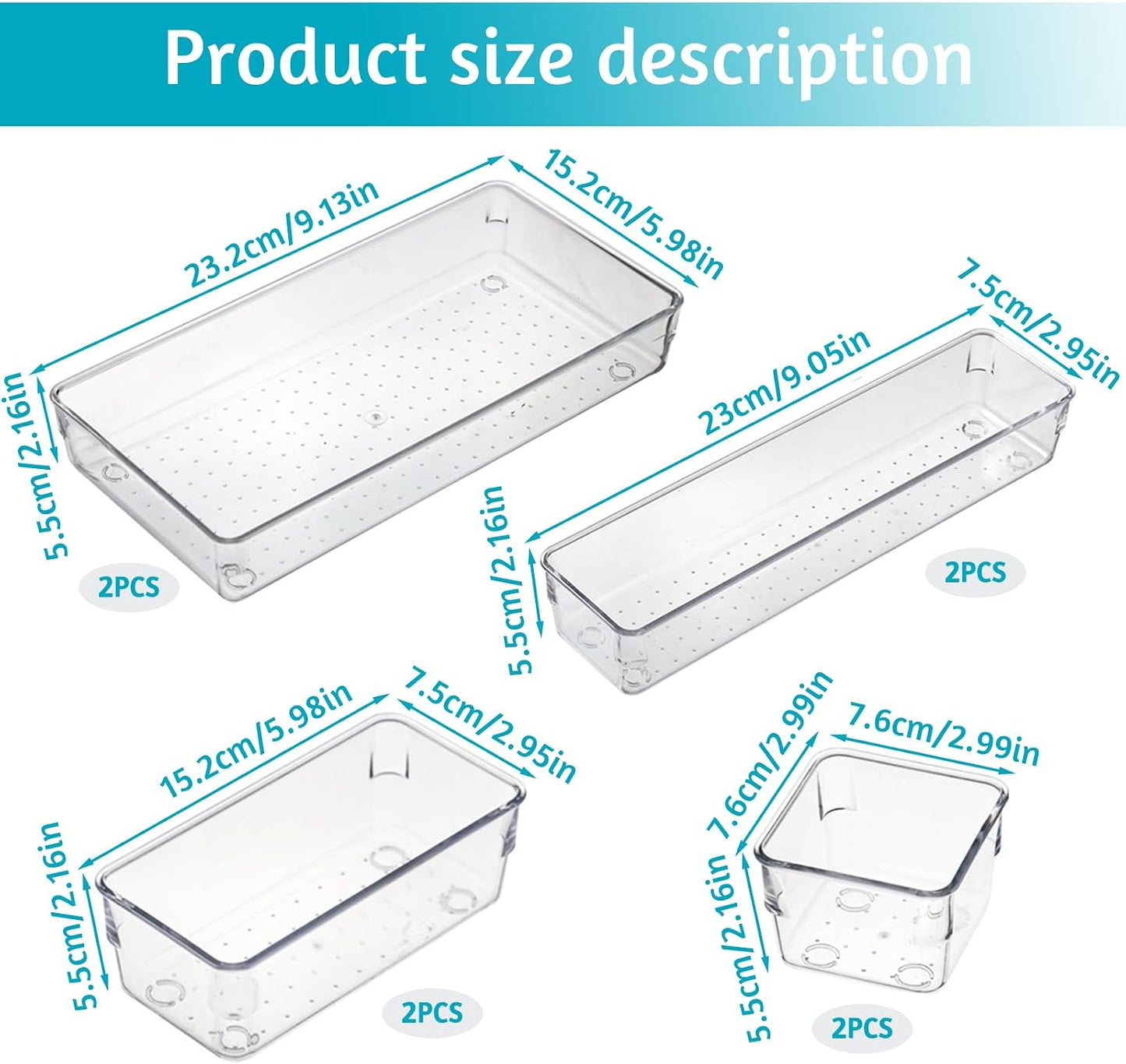 8 Cubos Organizadores Transparentes para Cocina Tocador