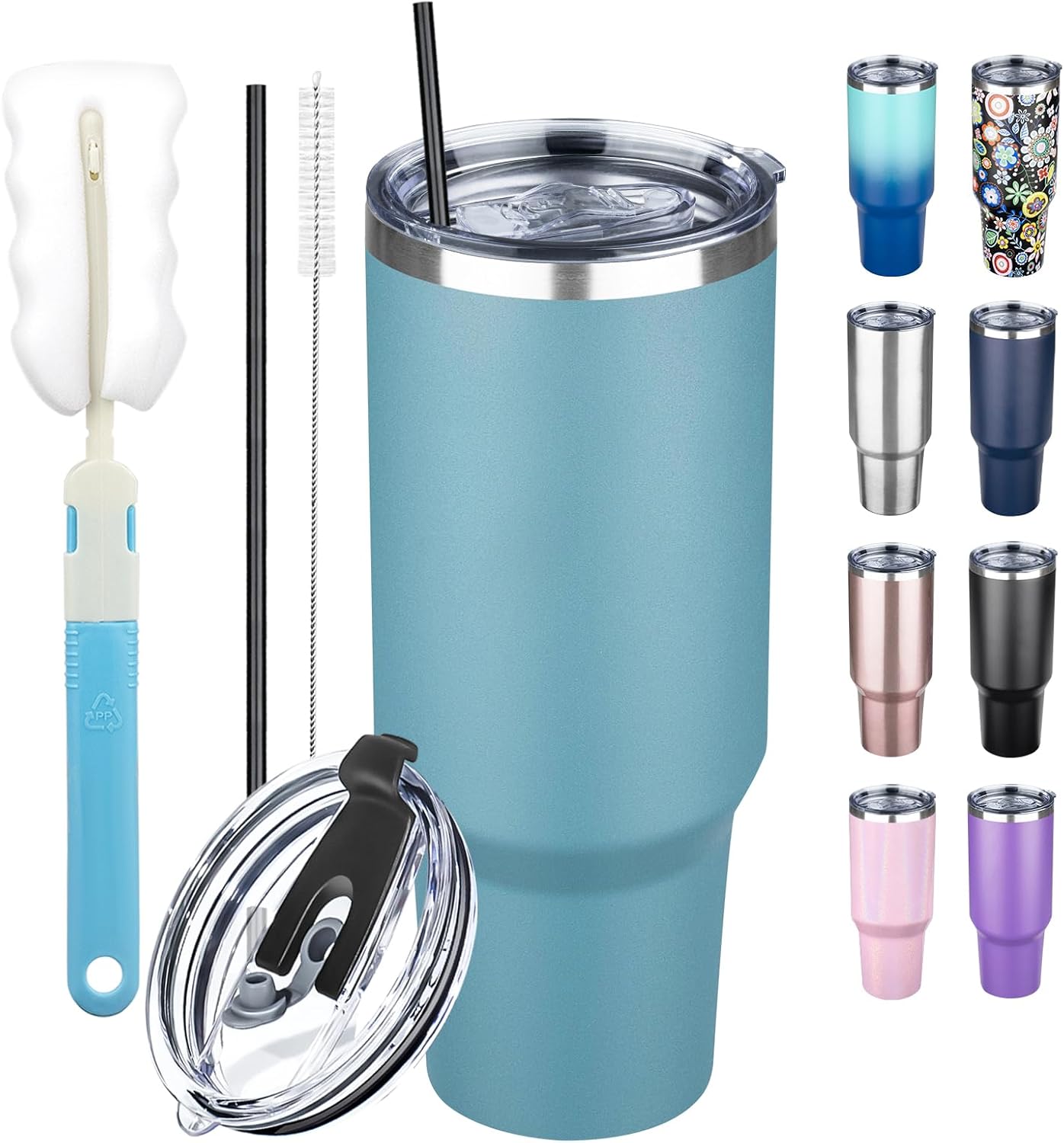Vaso térmico acero inox 40oz con tapa y pajita