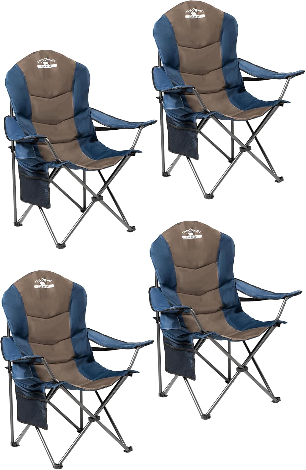4 Sillas Camping Acolchadas Plegables Respaldo Alto