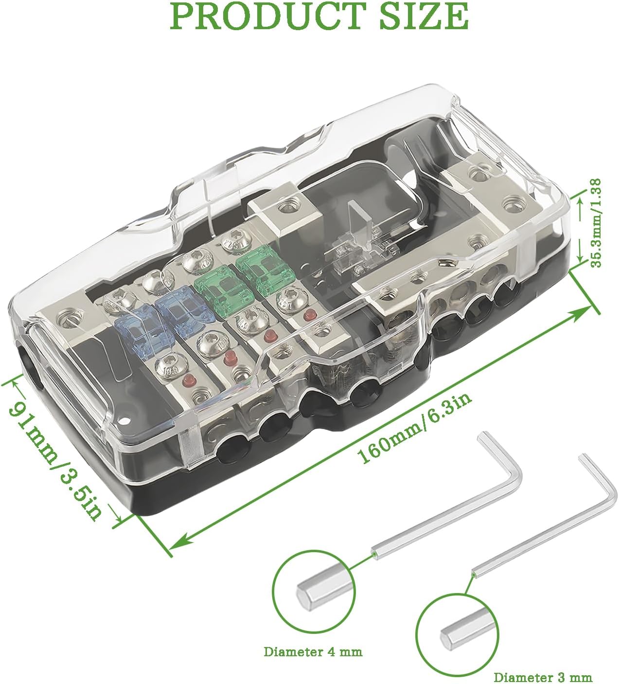 Bloque distribución audio auto con portafusibles MIDI 4 vías