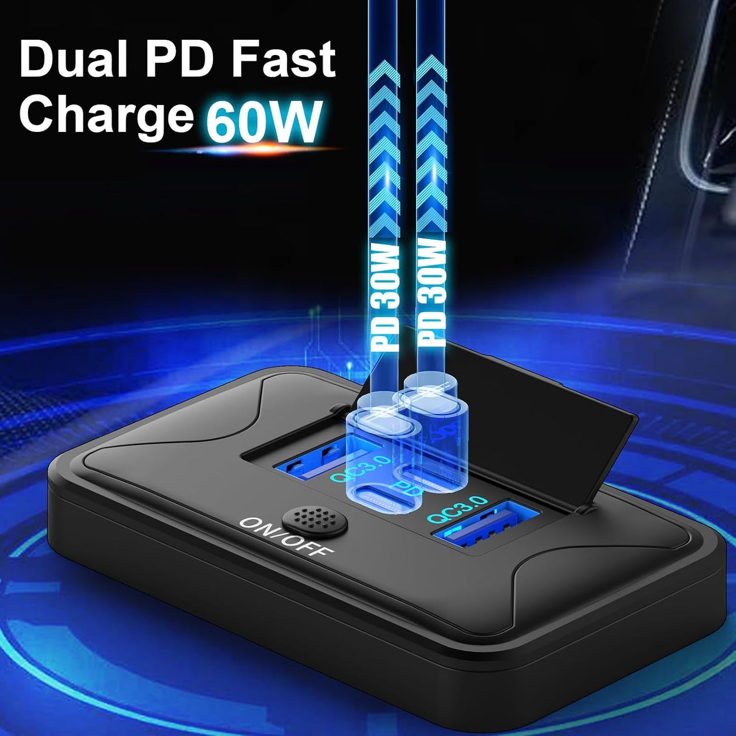 Panel USB 78W 4 puertos 12V pared doble PD 36W QC3.0