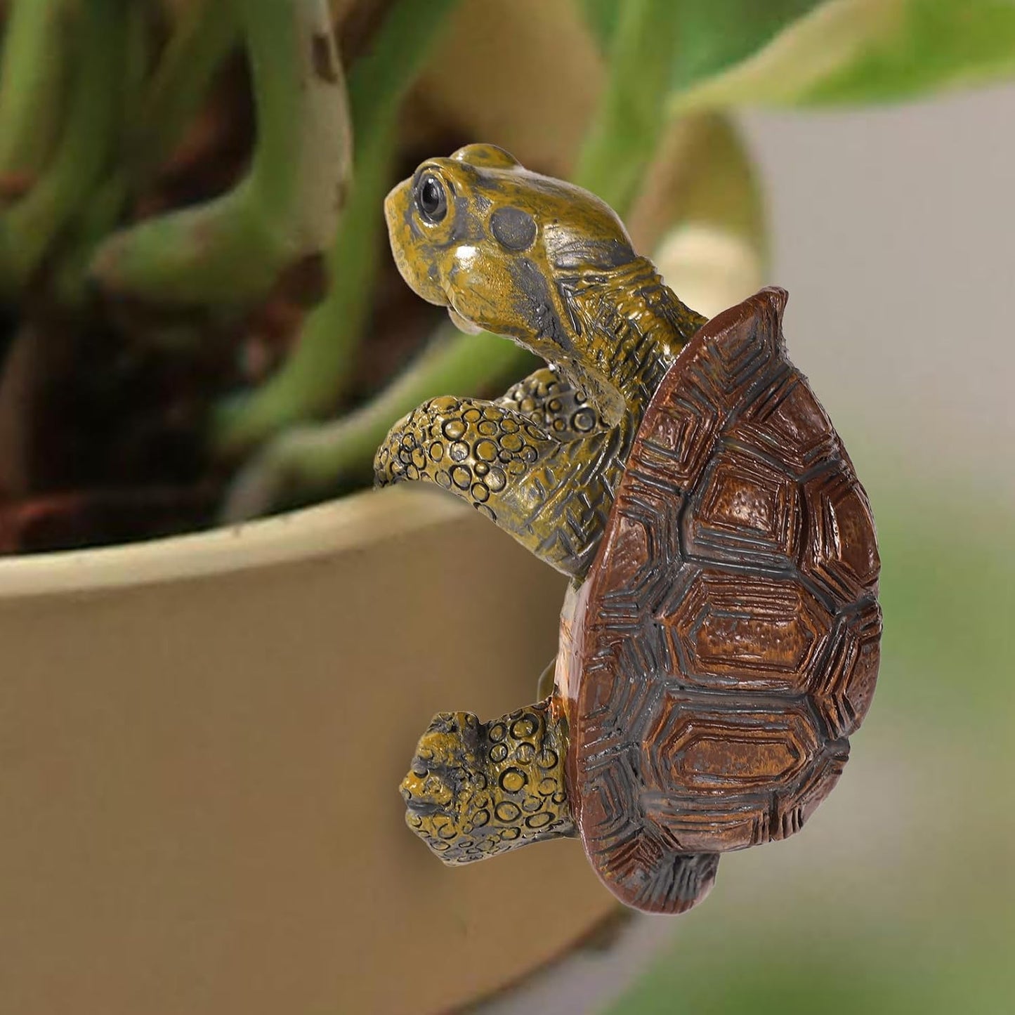 Figura tortuga colgador maceta resina decoración jardín