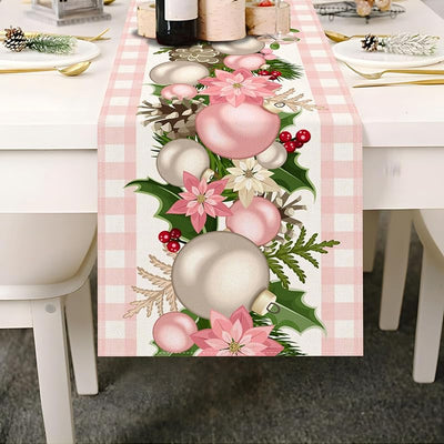 Mesa navidad rosa diseño búfalo cuadros decoración