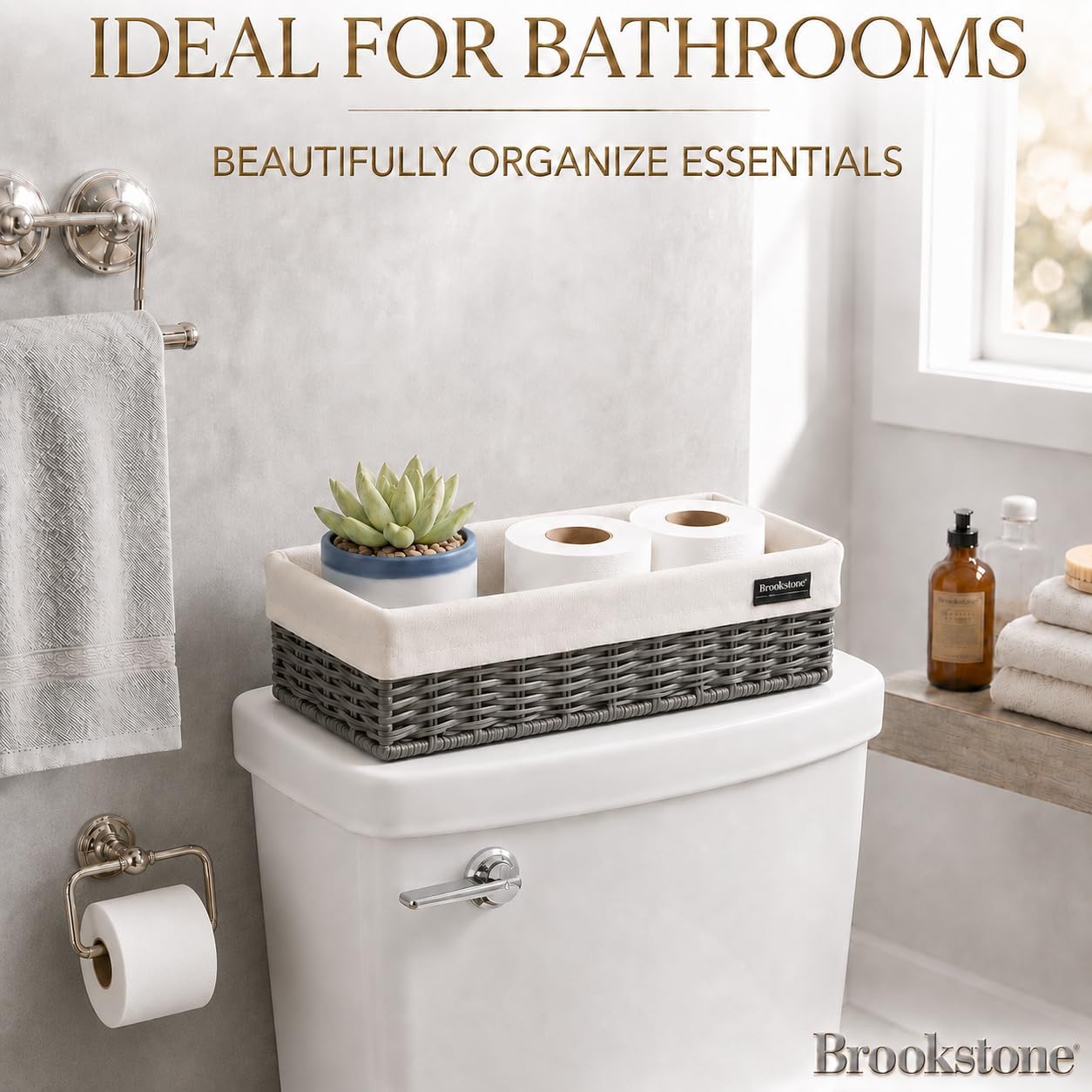 Canasta mimbre decorativa para baño y sala estilo bohemio