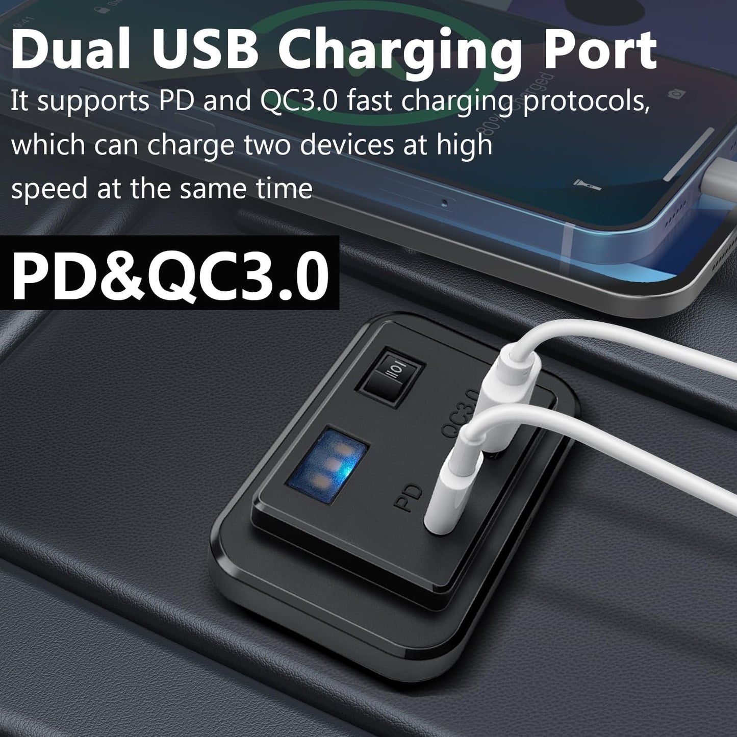 Panel pared RV con USB dual 12V y luz nocturna