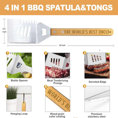 Kit accesorios barbacoa madera patio trasero acero inox