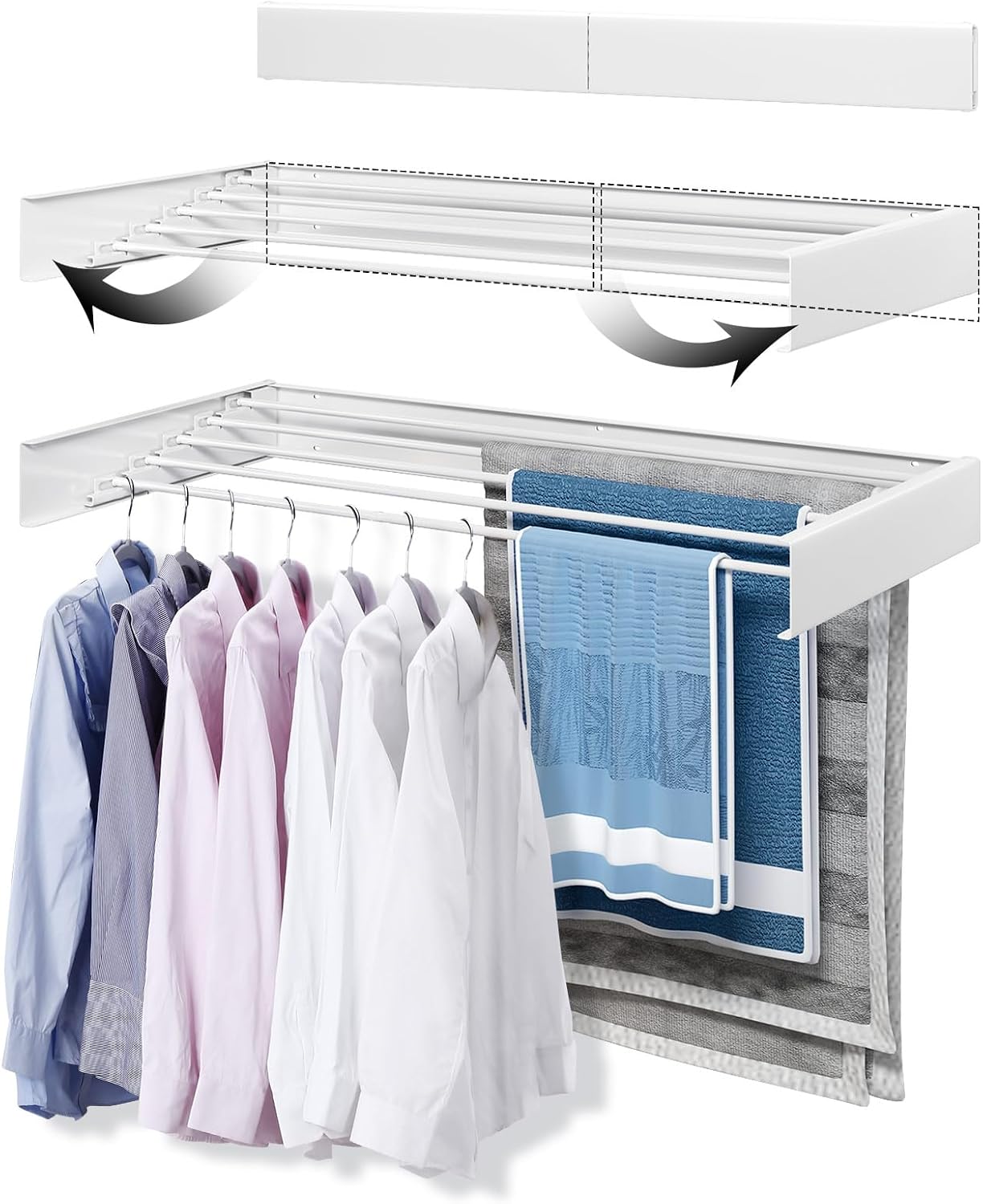 Tendedero pared 31.5" 5 postes aluminio plegable