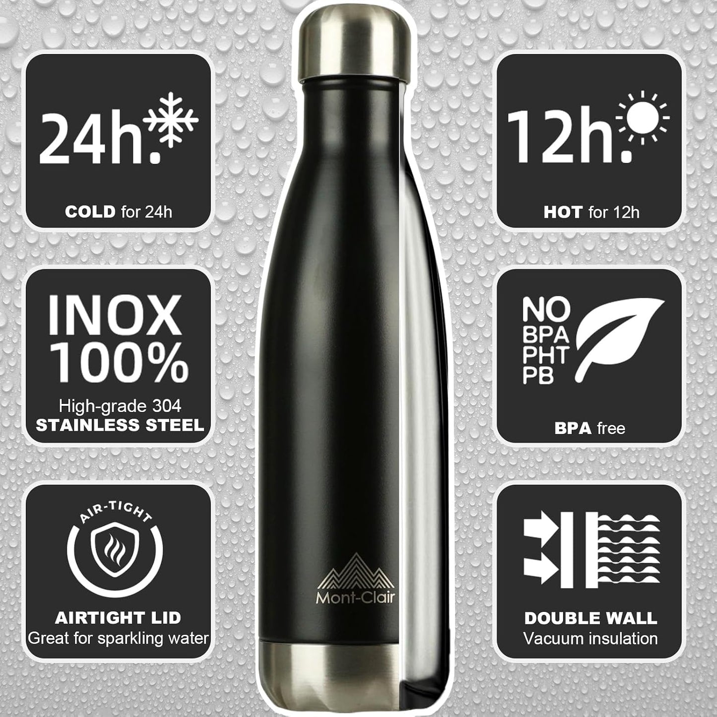 Botella agua acero inox aislada sin BPA 750ml