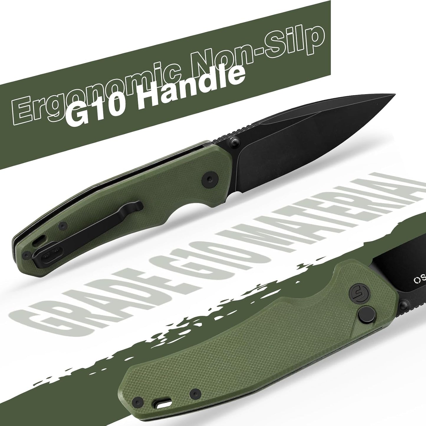 Cuchillo plegable 3pulg acero G10 mango pequeño EDC con clip