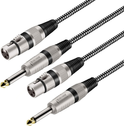 Cable XLR hembra a 1/4 pulg TS 6 pies 2 pzas trenzado 3 pines
