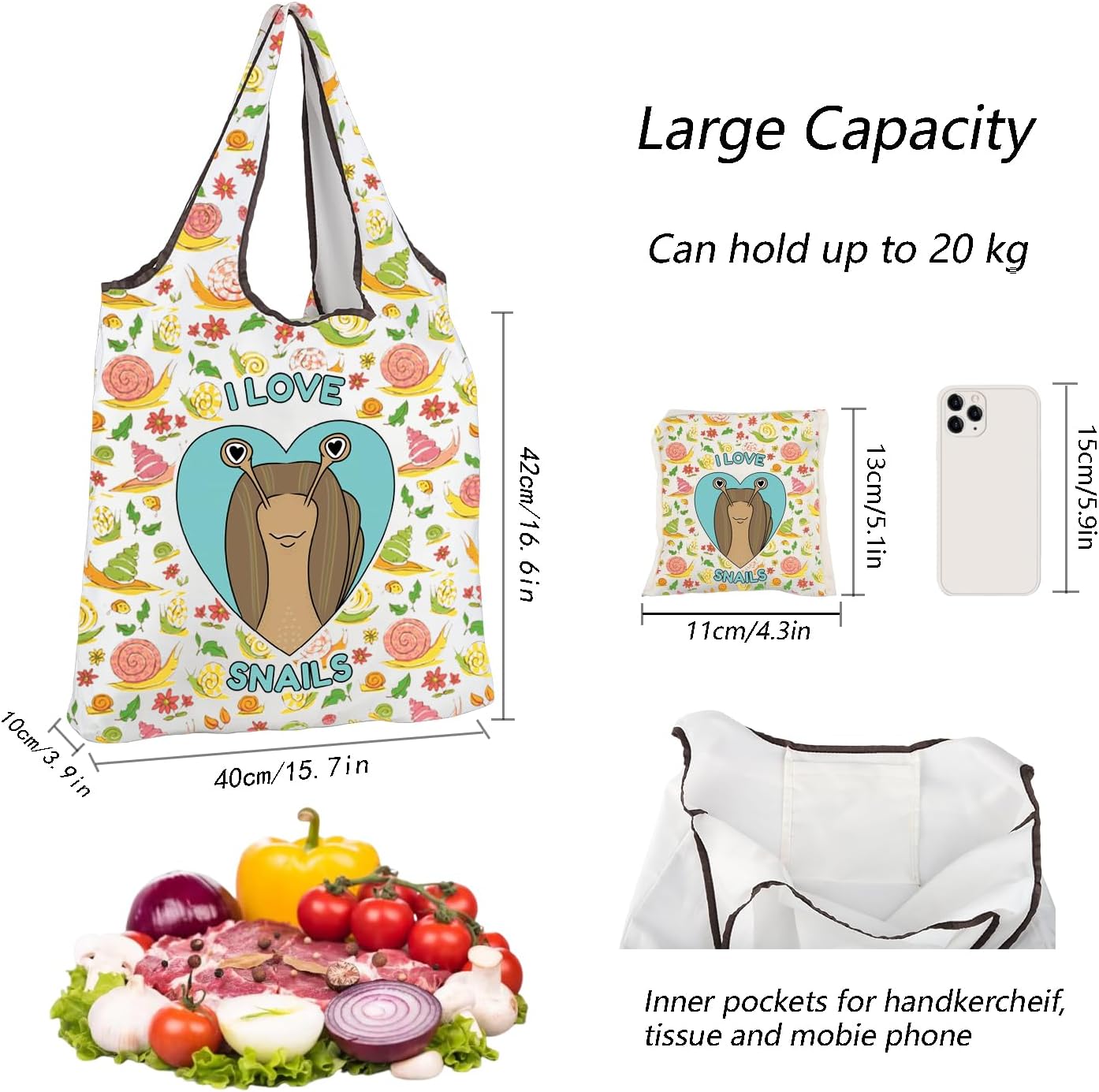 Bolsa reutilizable caracol plegable para entomólogos y jardineros