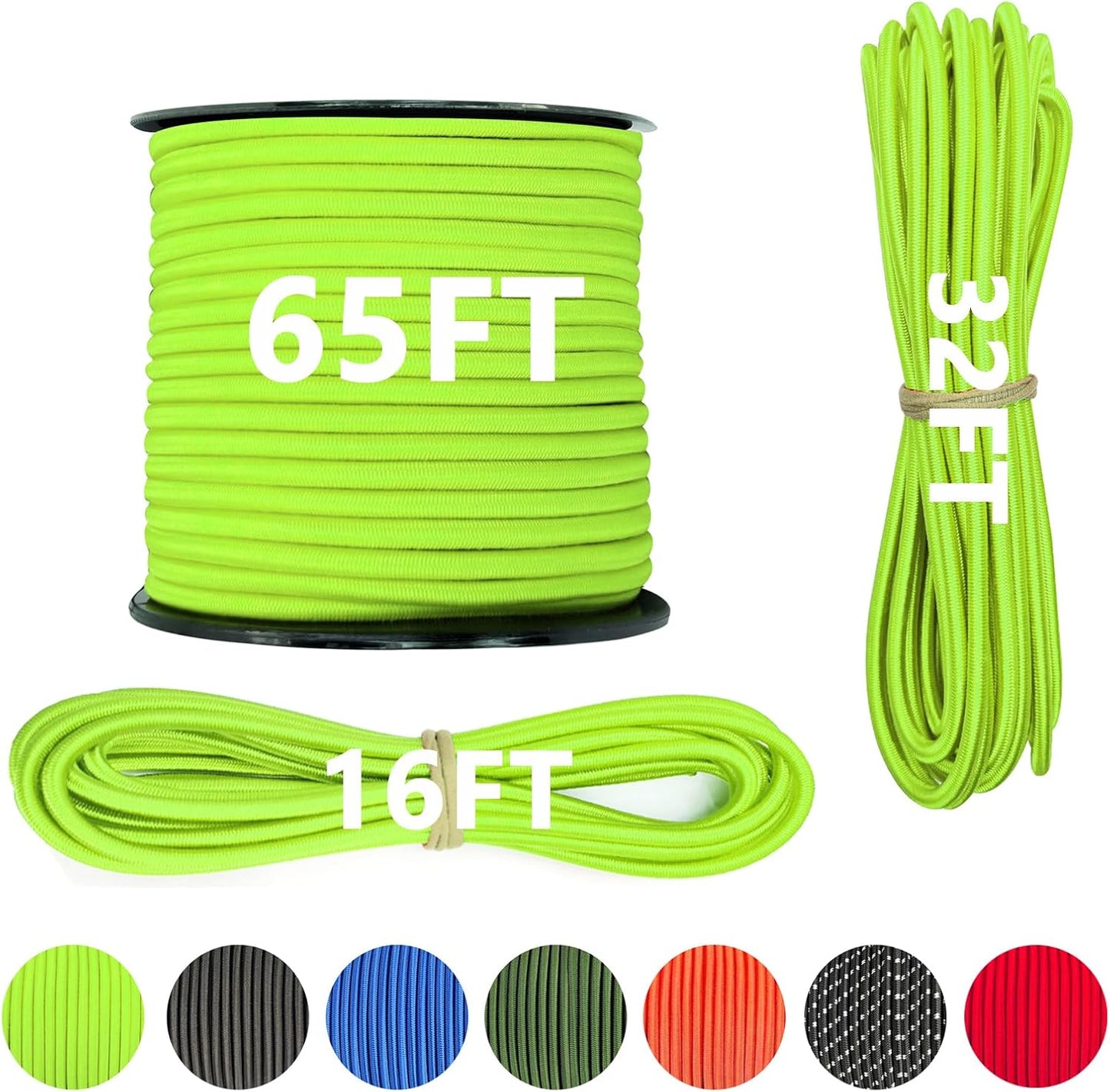 Cuerda elástica 1/4pulg x32ft para kayak y reparar tienda amarillo