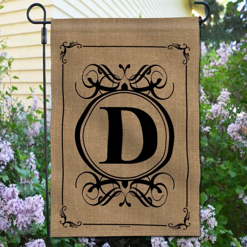 Bandera jardín doble cara con inicial D decoración personalizada
