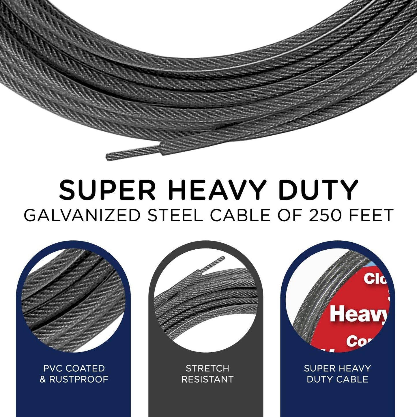 Tendedero exterior resistente al óxido 250ft PVC suave