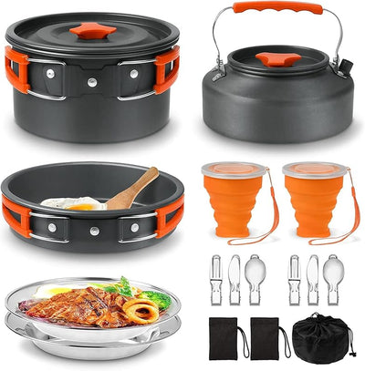 Set cocina camping aluminio 1.2L 2 Pzas acero inox