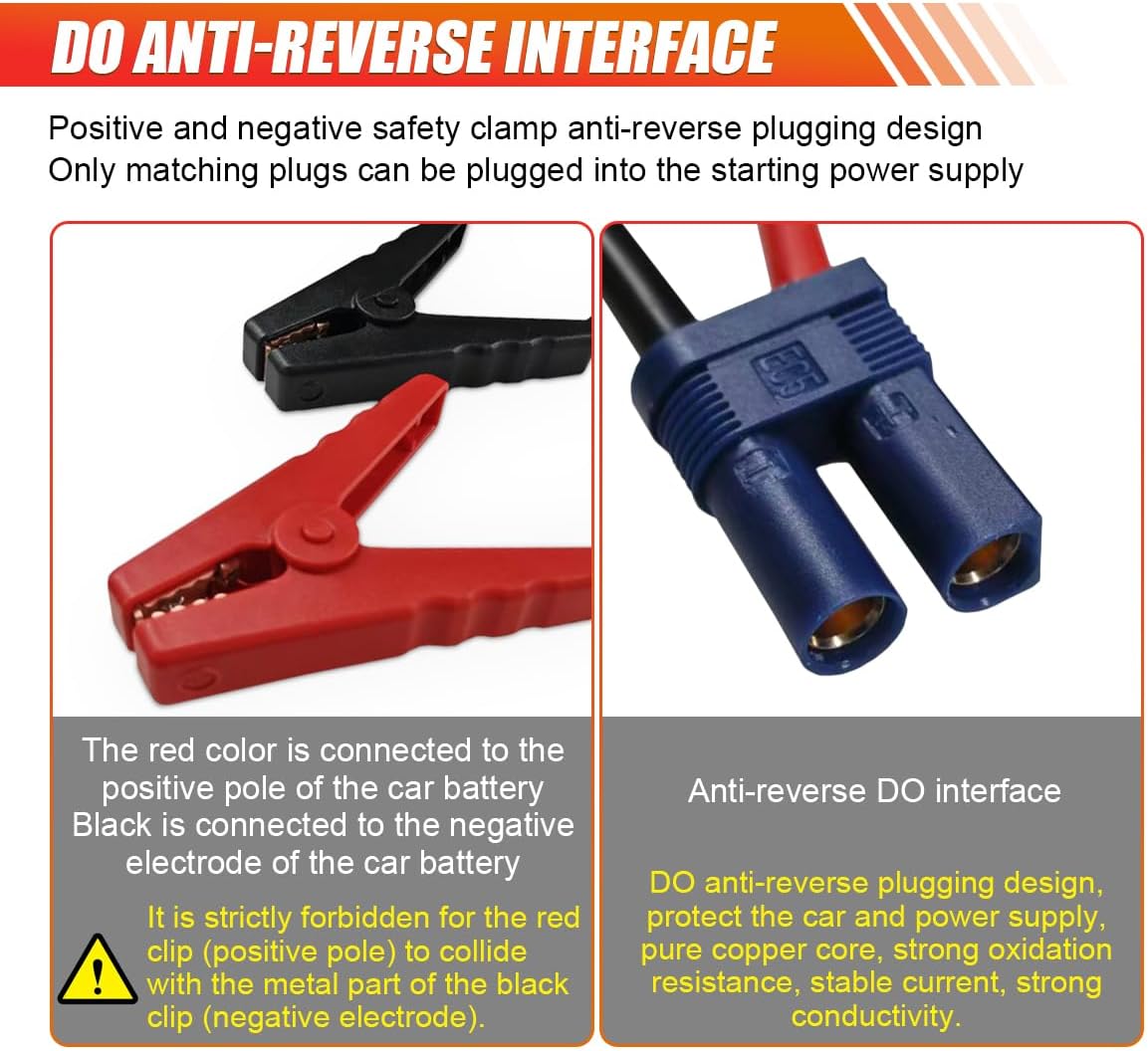 Cable arranque coche 12V con abrazaderas EC5 10 AWG