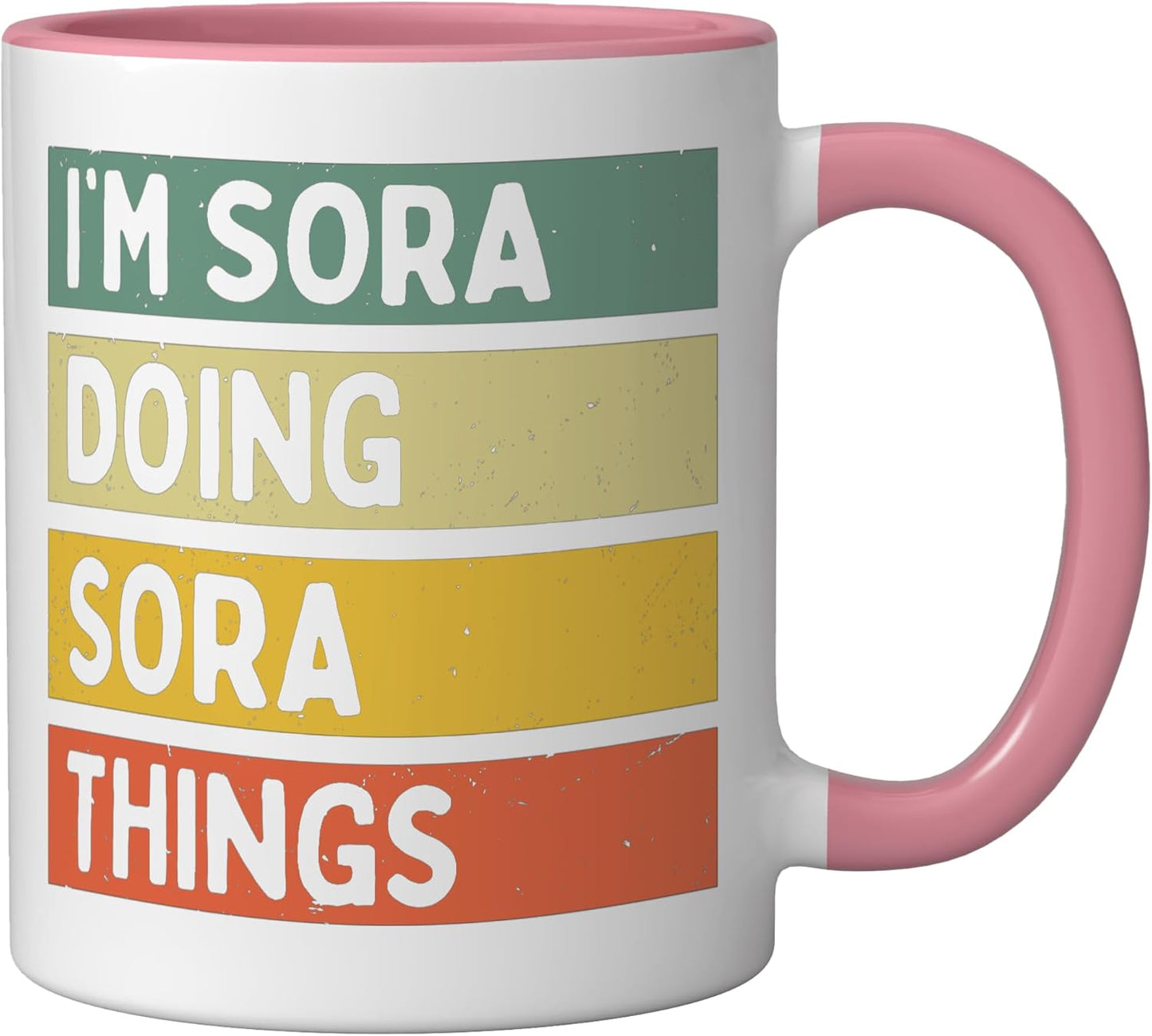 Taza Cerámica Personalizada con Frase Divertida Rosa/Blanca