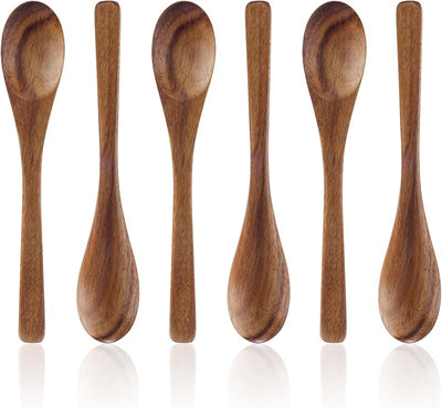 Set 6 cucharas madera para servir miel azúcar sopa té