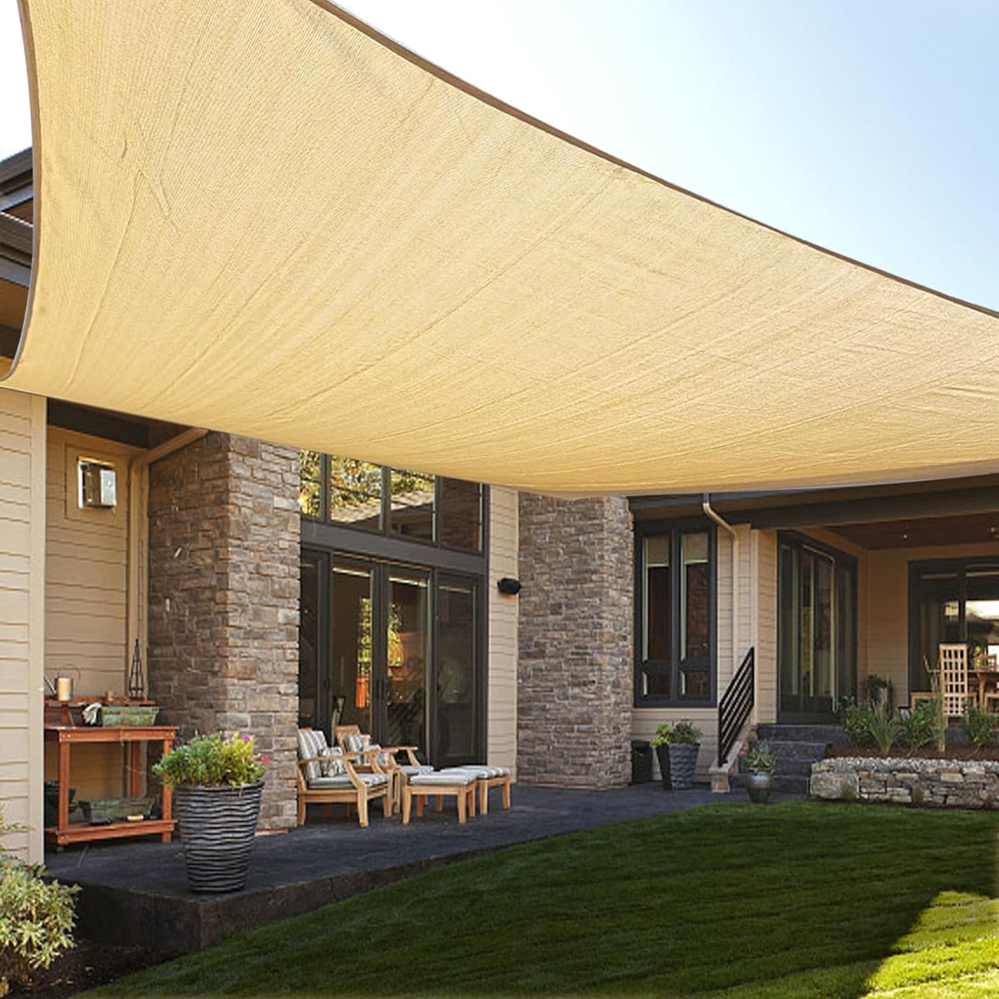 Toldo vela 8x10ft rectangular UV bloqueado patio arena