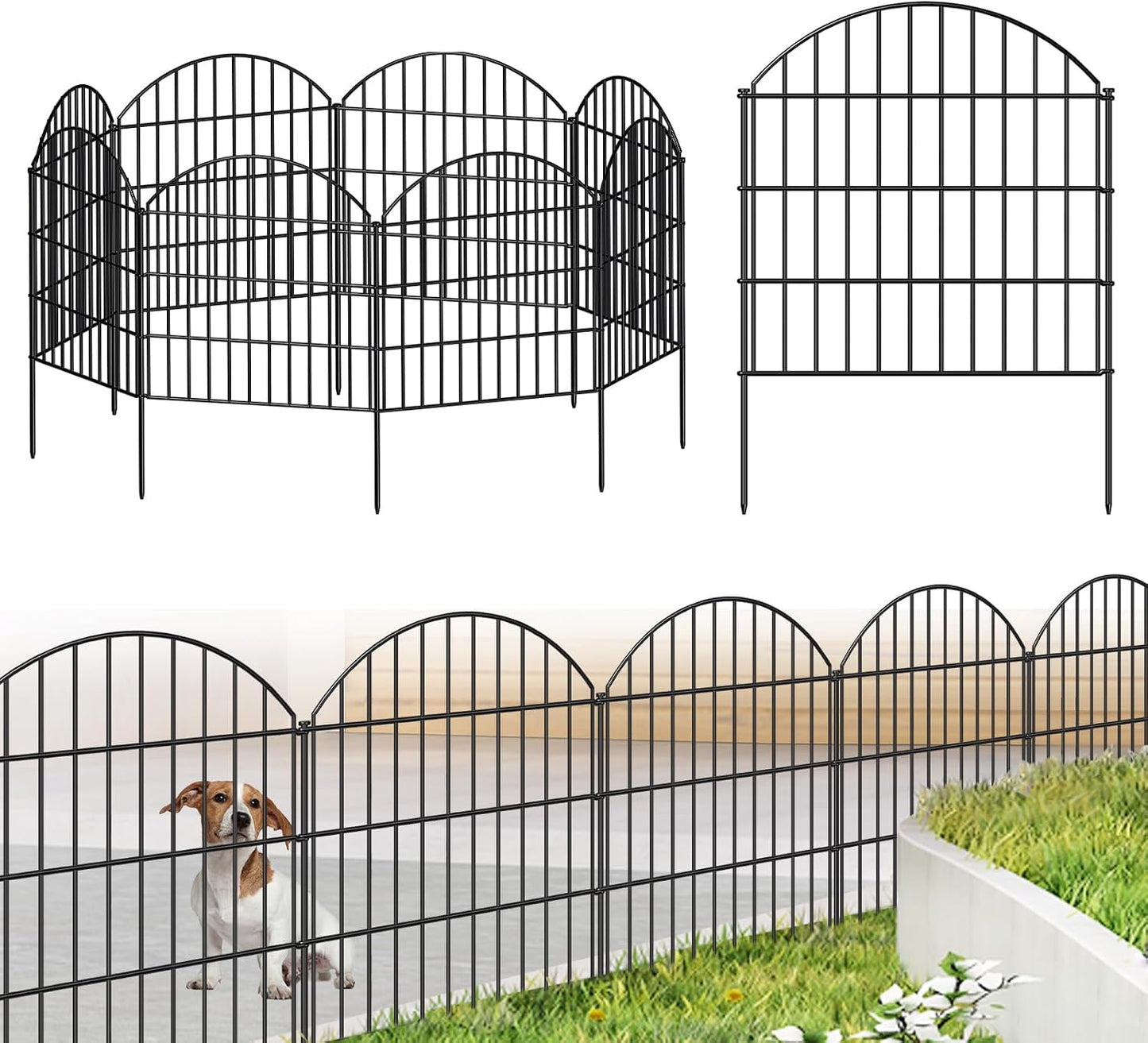 Valla jardín metal 28pulg x 18.7ft 8 paneles para perros