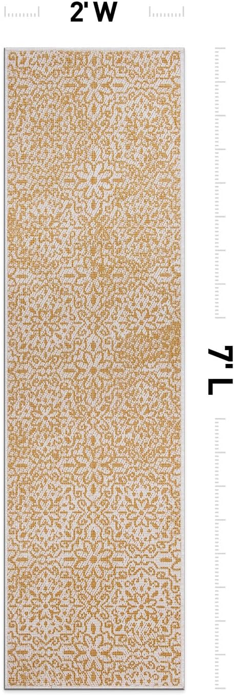 Alfombra resistente intemperie 2x7ft color amarillo