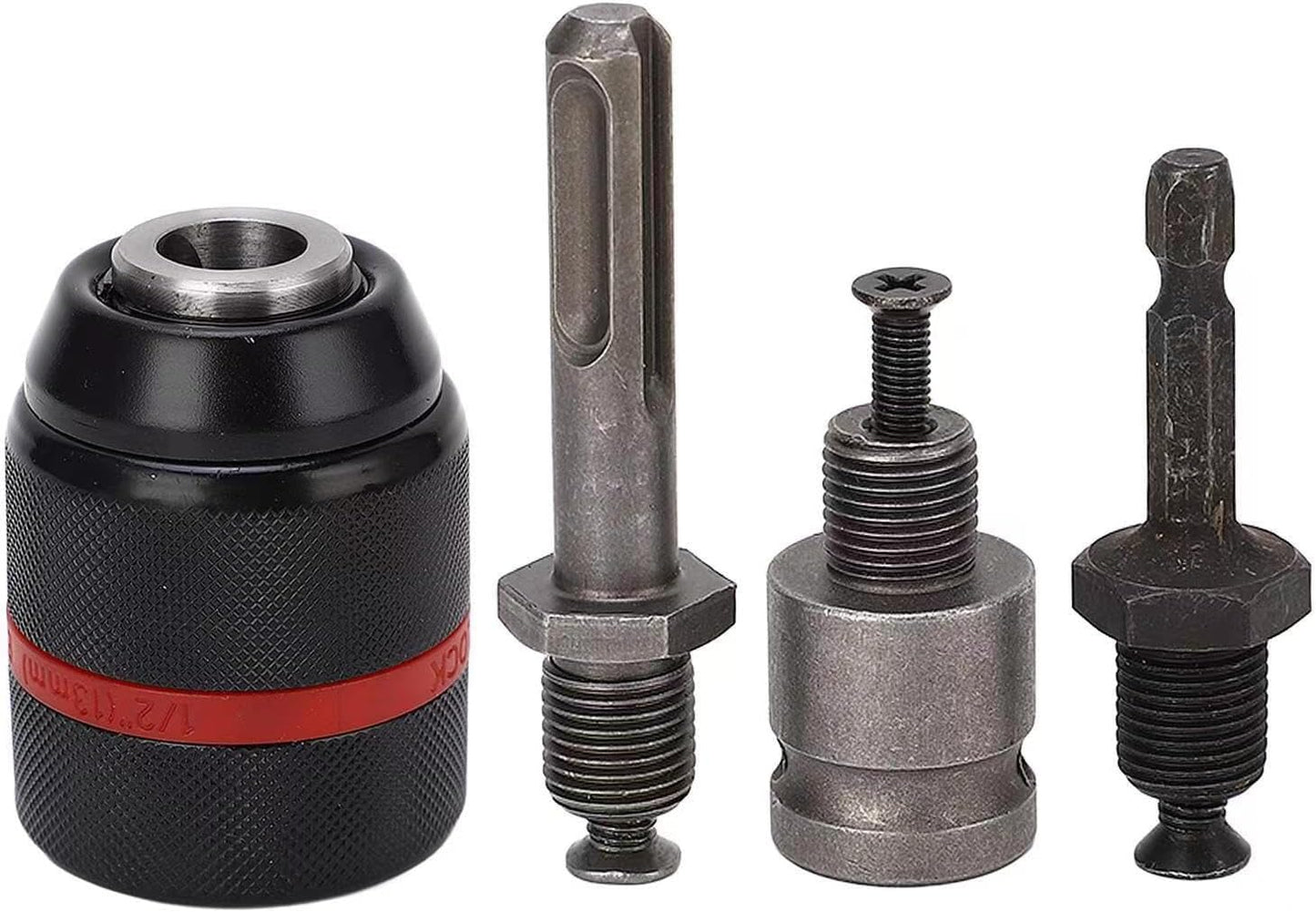 Portabrocas SDS-Plus 1/2pulg con vástago 1/4pulg adaptador cuadrado