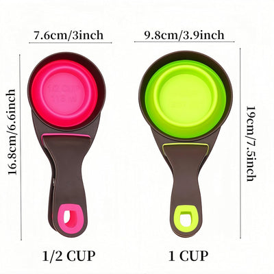Set 2 Cucharas Plegables para Mascotas Verde Rosa