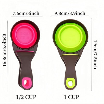 Set 2 Cucharas Plegables para Mascotas Verde Rosa