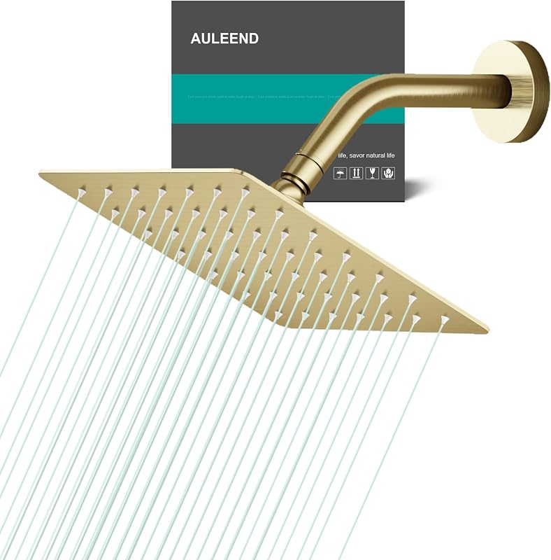 Cabezal ducha acero inox lluvia oro cepillado